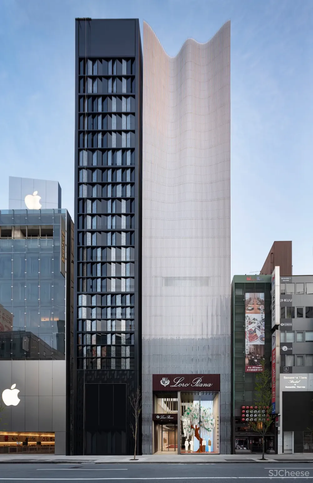 LVMH 在东京银座的两个奢侈品店,丝般金属和水晶玻璃,各有各的高级