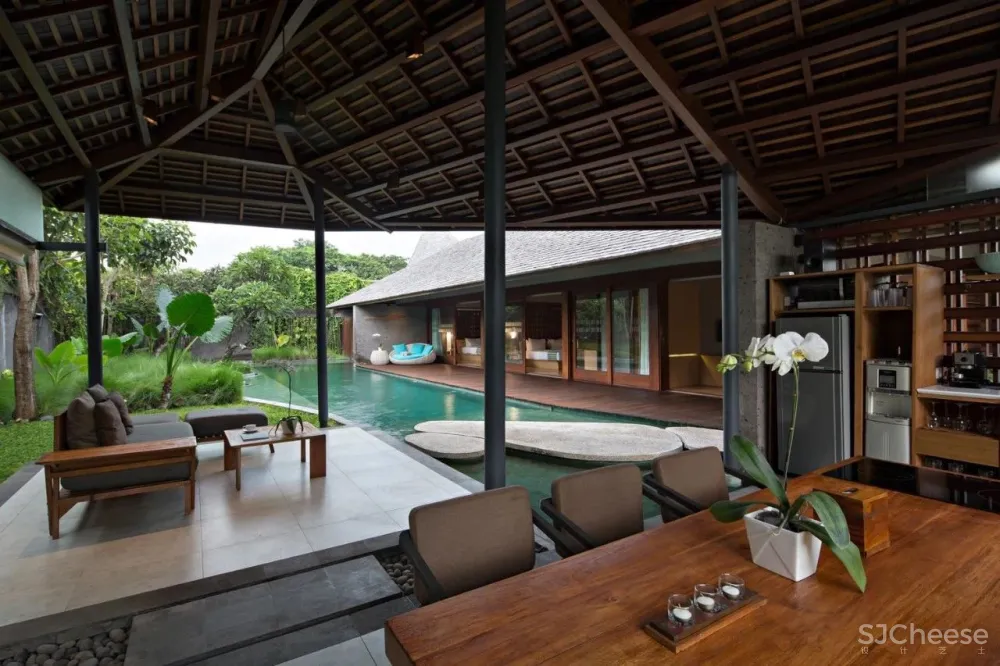 传统材料与现代元素的融合-印尼Santai隐世度假别墅！