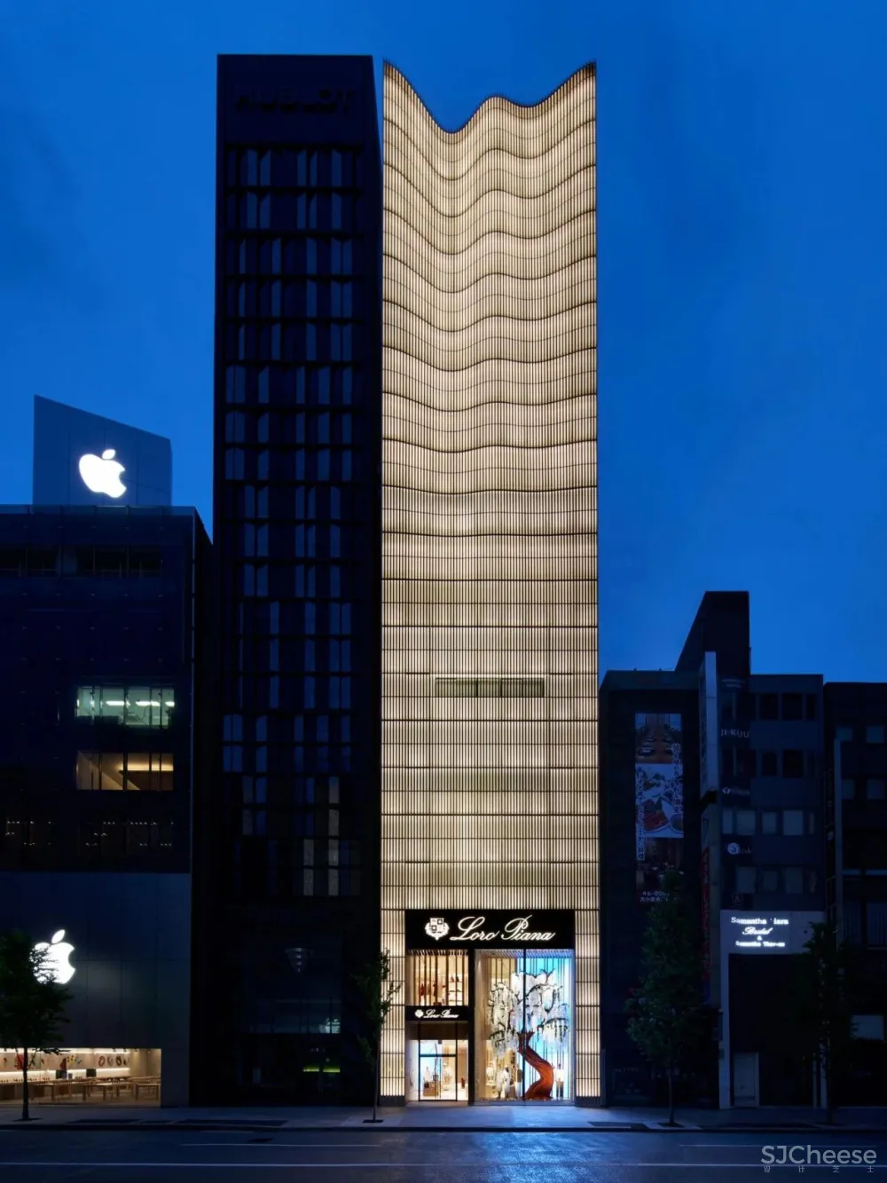 LVMH 在东京银座的两个奢侈品店,丝般金属和水晶玻璃,各有各的高级