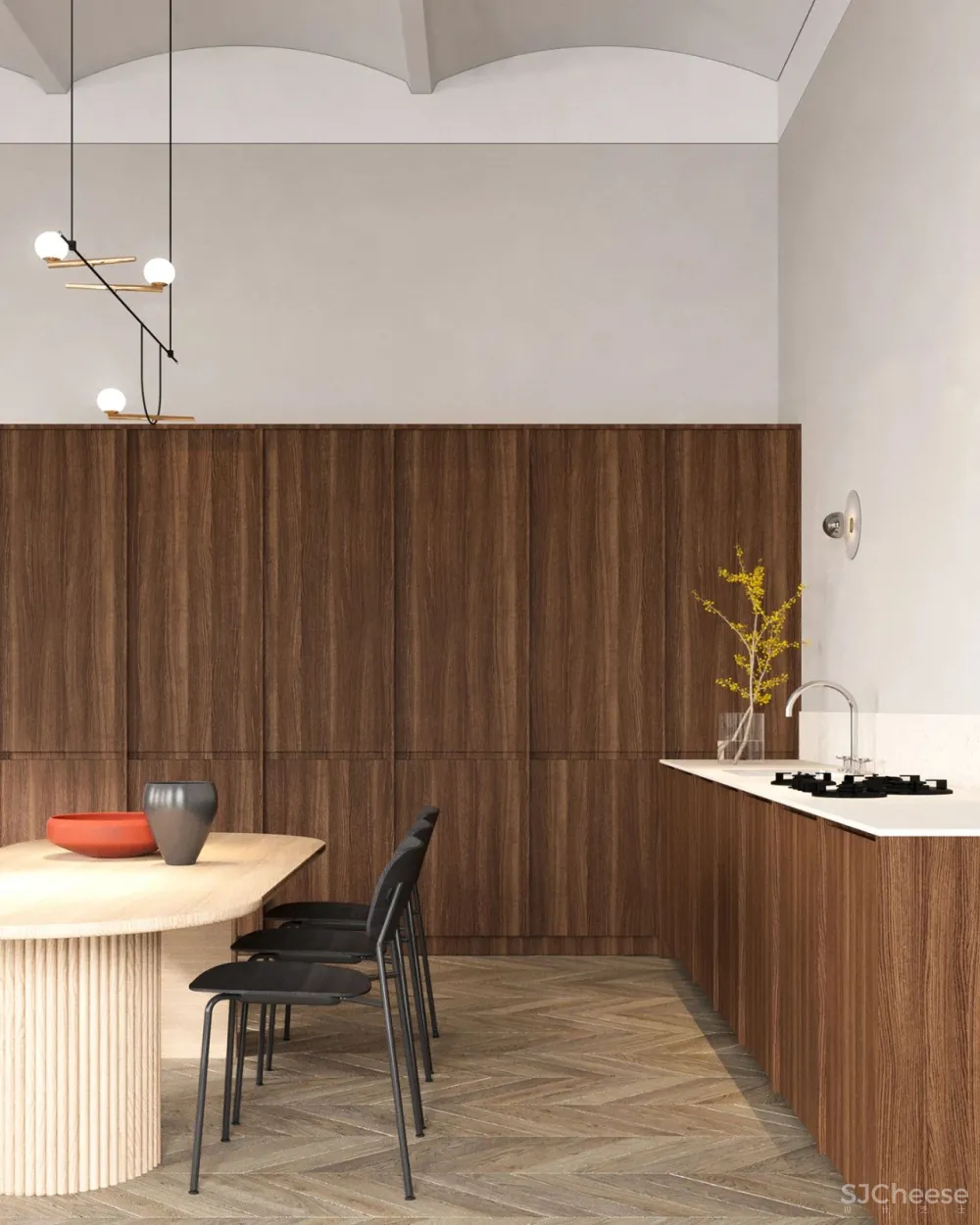 85㎡ 简约居所,“鱼骨拼”木地板站C位