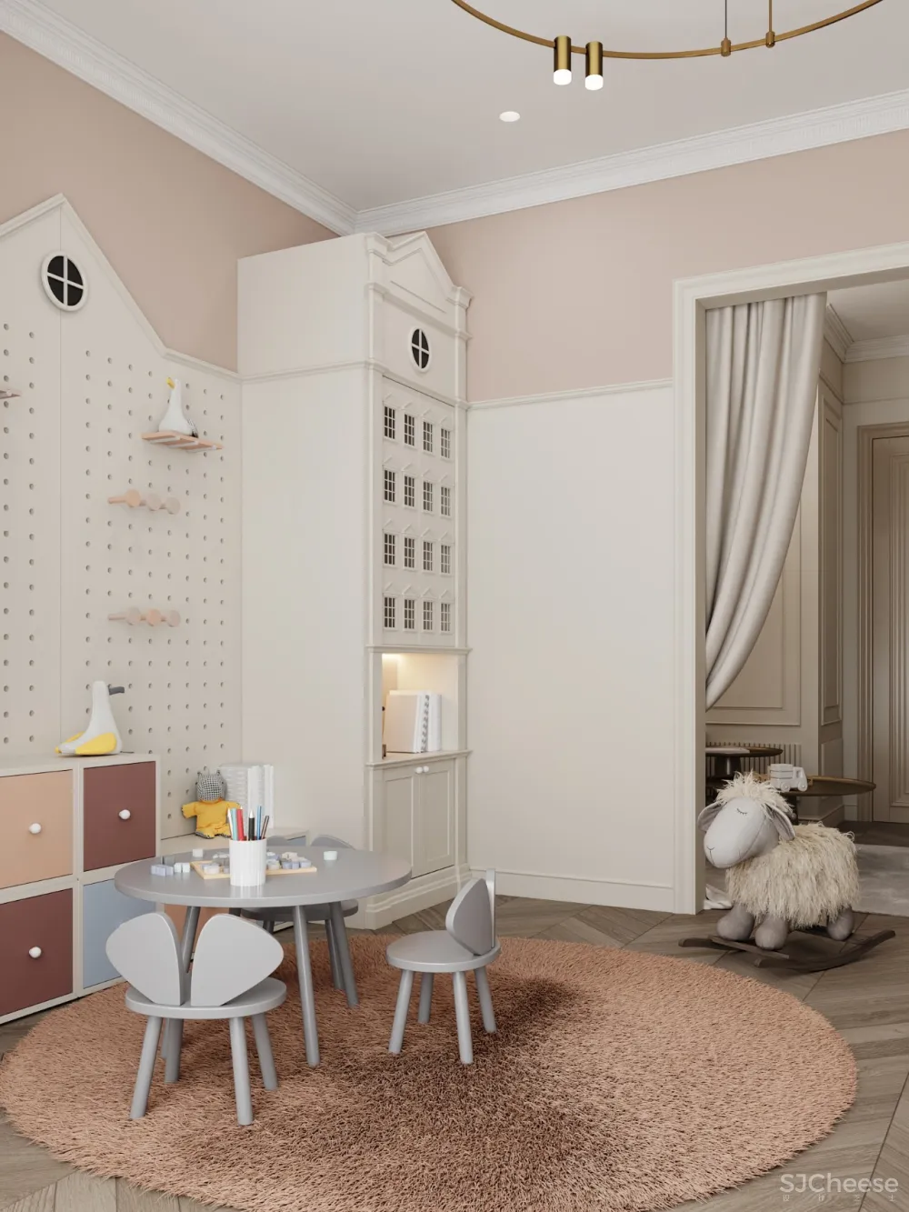 126㎡三居室,金色 白色的搭配,意想不到的高级感!