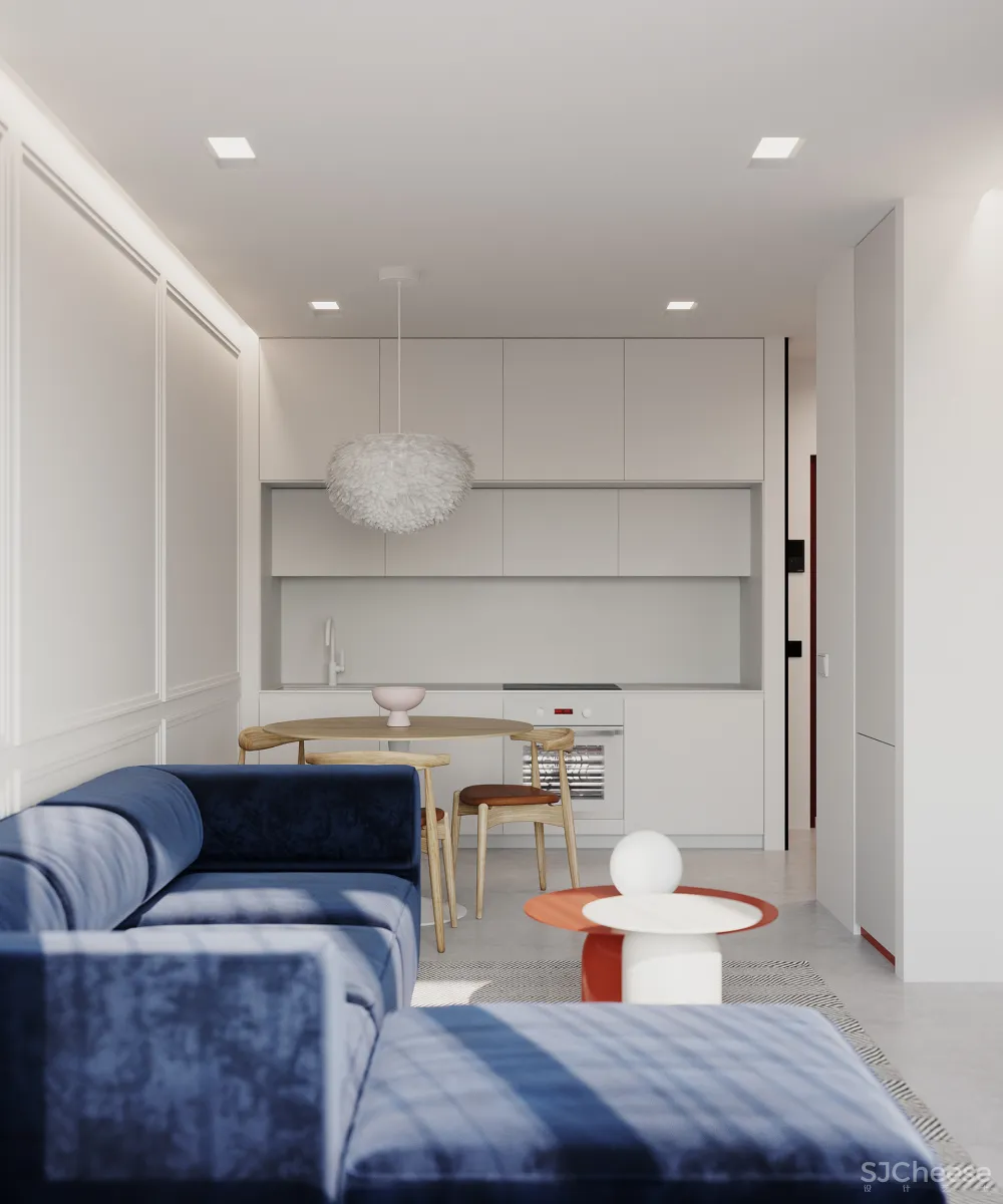 轻古典一居室,护墙板这么用线条太美了