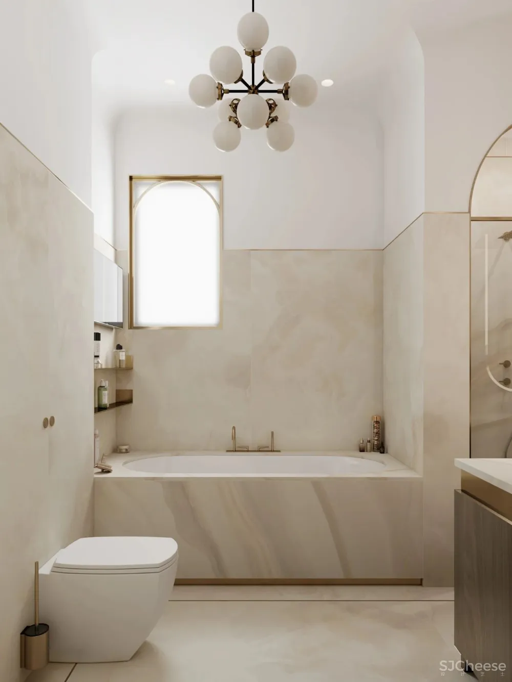 126㎡三居室,金色 白色的搭配,意想不到的高级感!