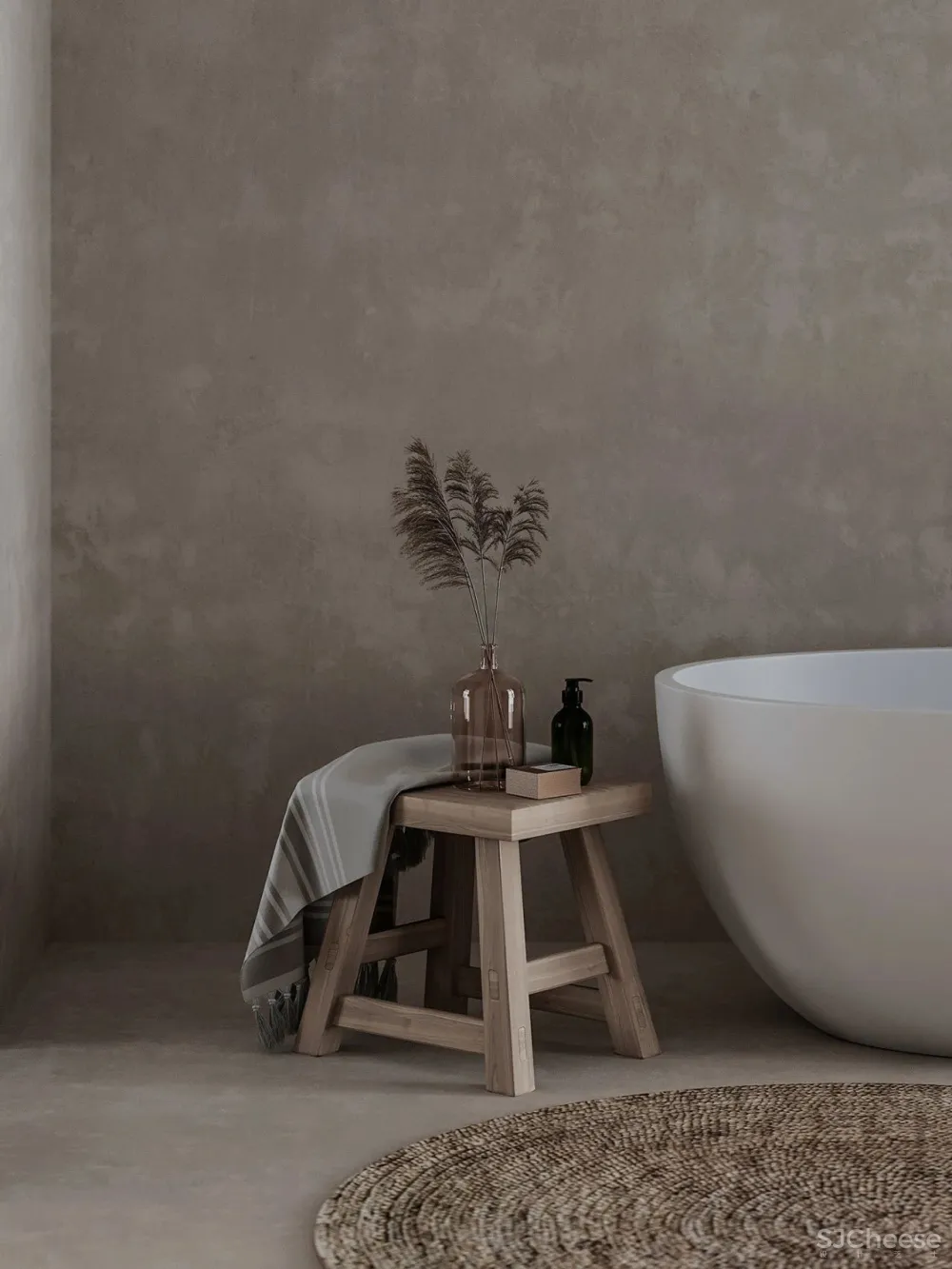 极简的卧室设计,木与石的搭配温暖又高级