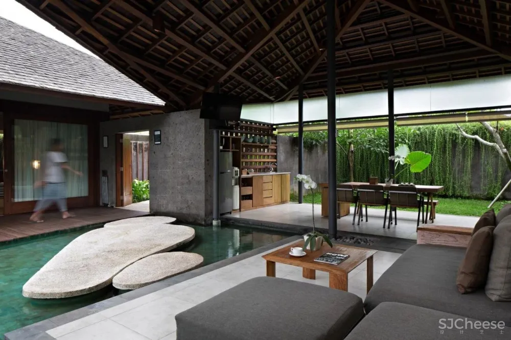 传统材料与现代元素的融合-印尼Santai隐世度假别墅！