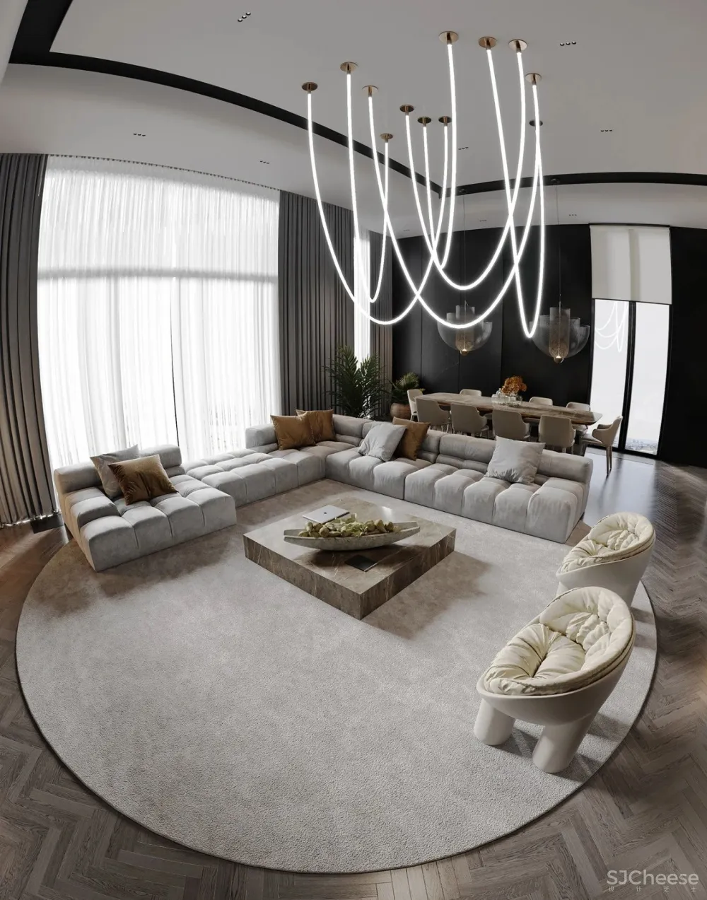 305㎡顶层复式,都市轻奢范!