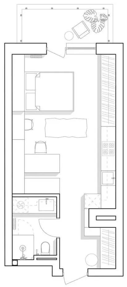 36㎡ 一室户小公寓，卧室与起居室合并这样设计太巧妙了！