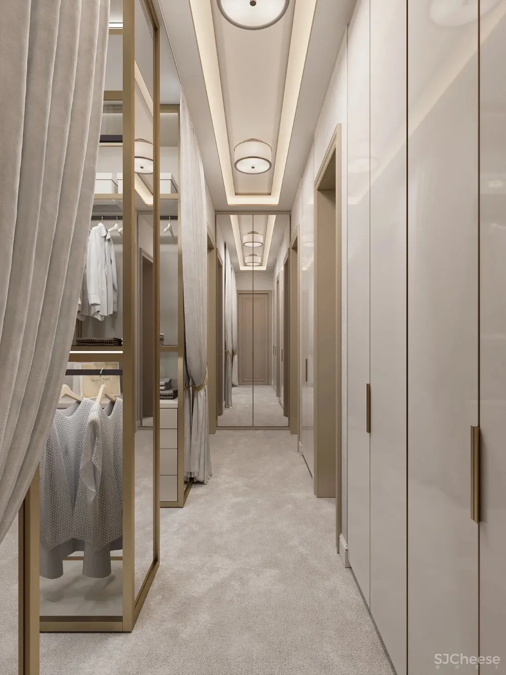 126㎡三居室,金色 白色的搭配,意想不到的高级感!