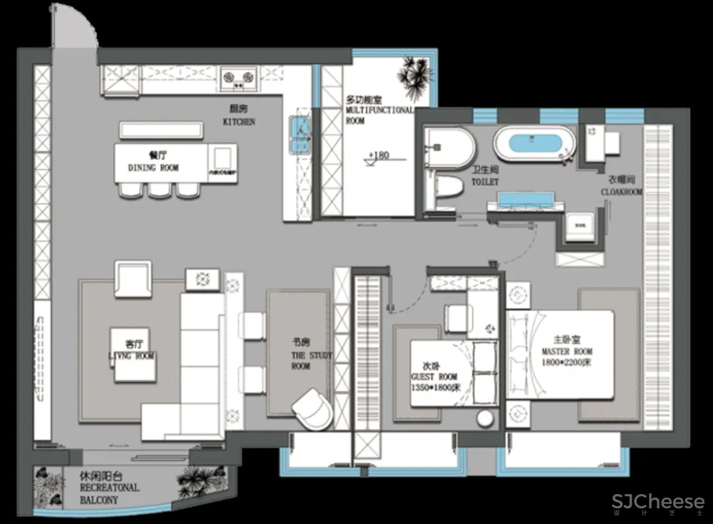 方界空间设计 与黑白对话的110㎡现代都市美学家