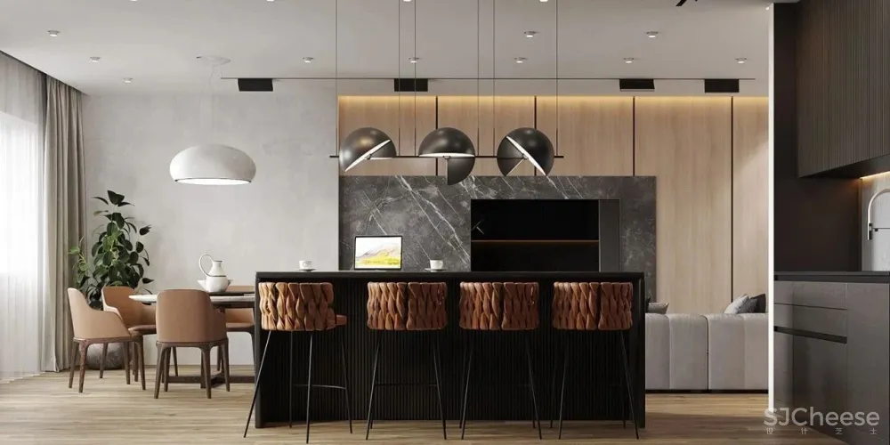 高级灰 原木，143㎡现代公寓这样设计才够腔调！