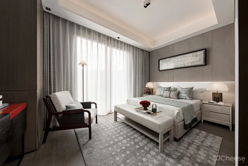 挑空现代简约里的小新中式!