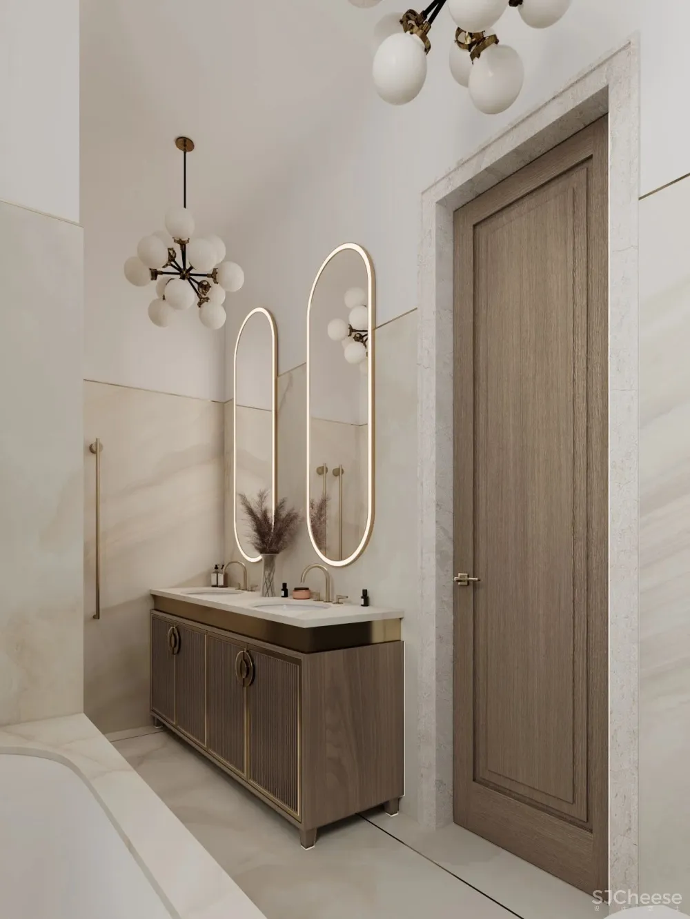 126㎡三居室,金色 白色的搭配,意想不到的高级感!