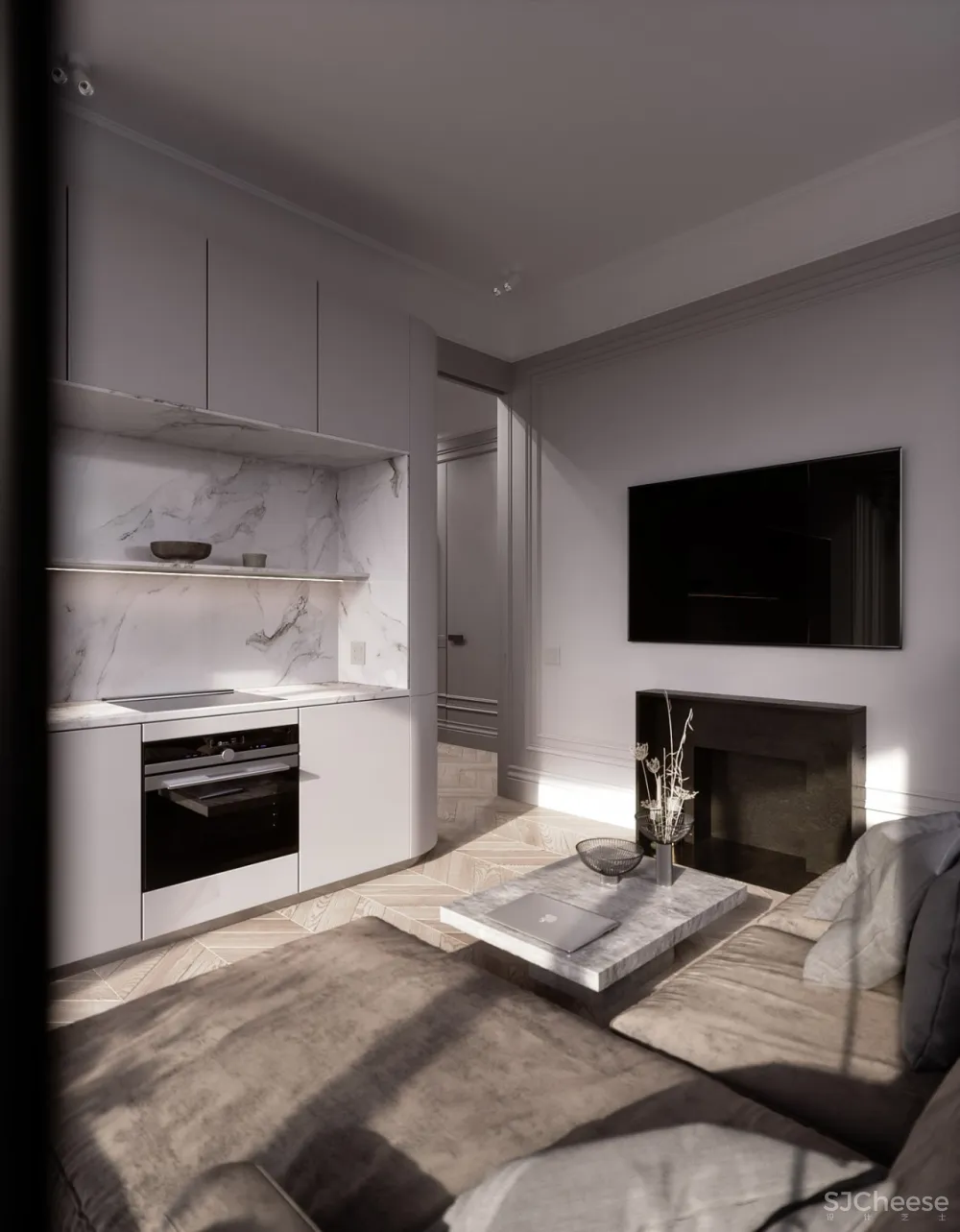 60㎡二房一厅,新古典的优雅气派!