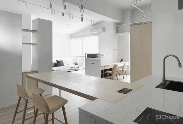 148㎡住一家四口,纯白墙面 桦木层板,打造自然无拘的家