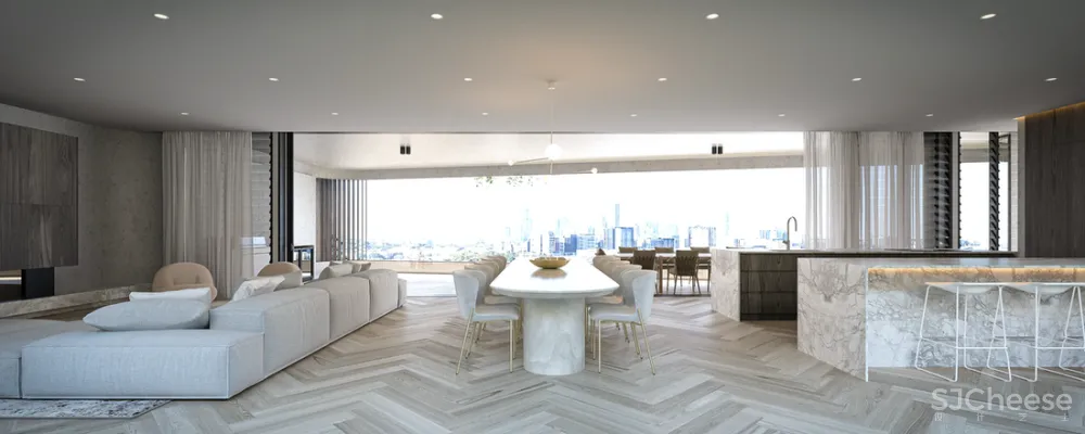 8组住宅效果图,原来大户型更适合极简风!