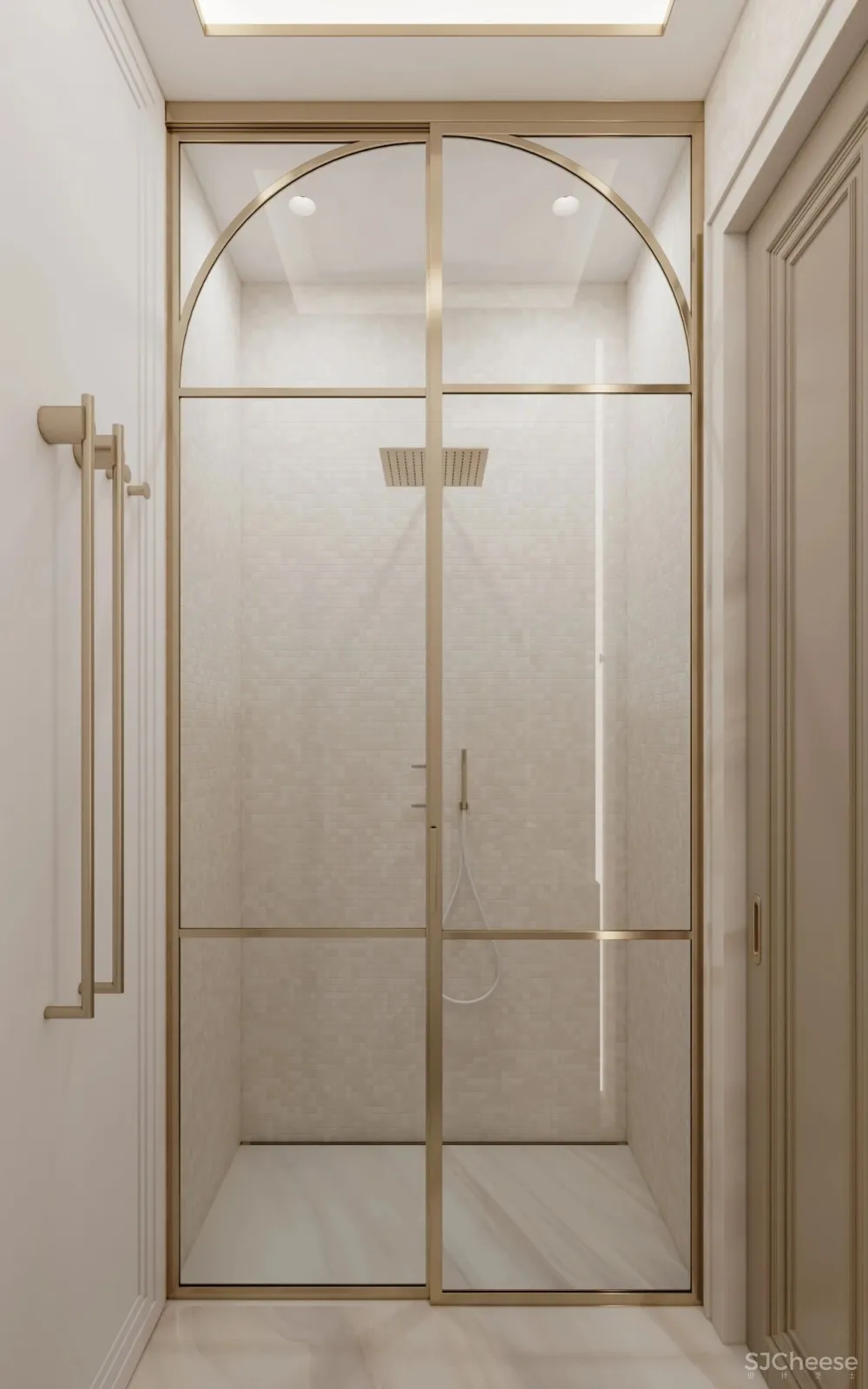 126㎡三居室,金色 白色的搭配,意想不到的高级感!