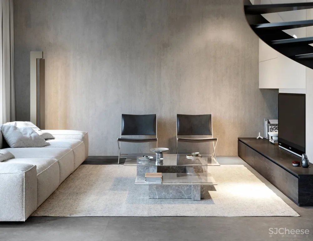 151㎡ 现代极简私宅,“石”光里的低调奢华