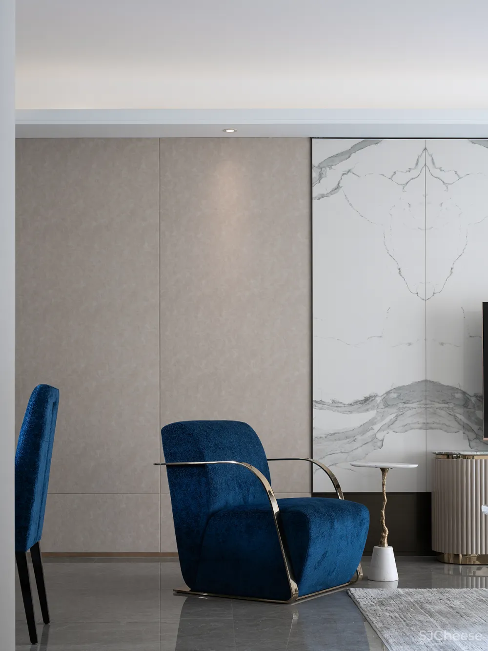 大气精致的155㎡住宅，一抹蓝色唤醒时尚气息！