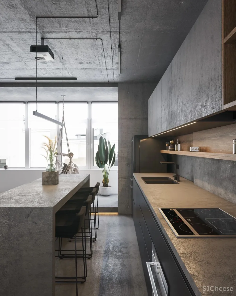 70㎡ 的 LOFT，裸装的混凝土空间也可以很温馨！