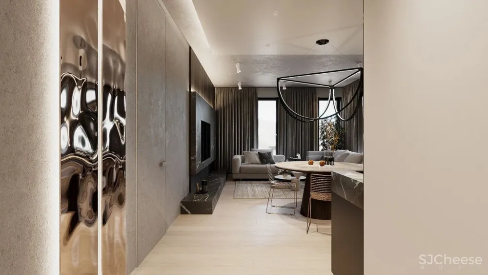 高级灰 轻奢,120㎡现代私宅