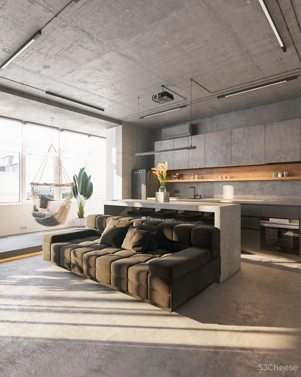 70㎡ 的 LOFT，裸装的混凝土空间也可以很温馨！