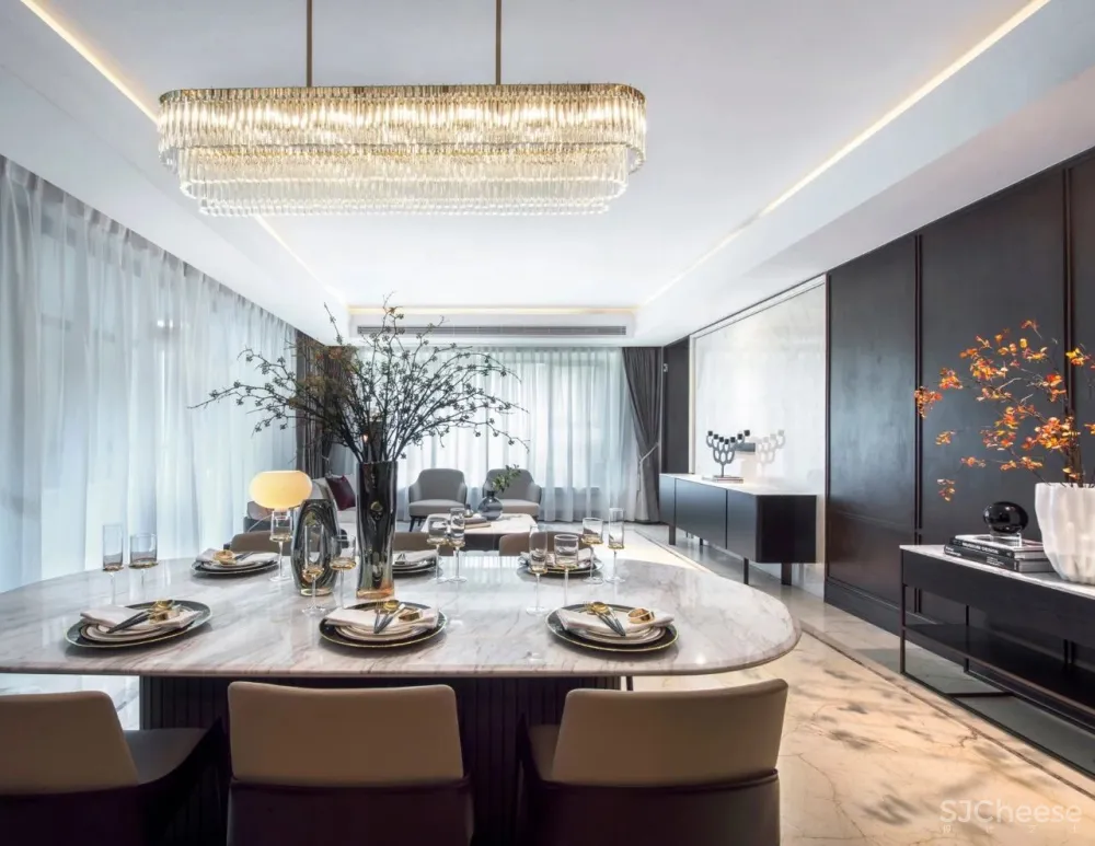 200㎡海派低奢样板间,融入秦淮河畔的当代人居