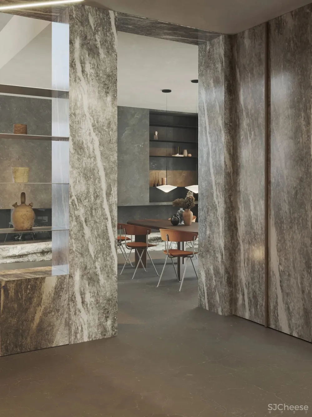 151㎡ 现代极简私宅,“石”光里的低调奢华