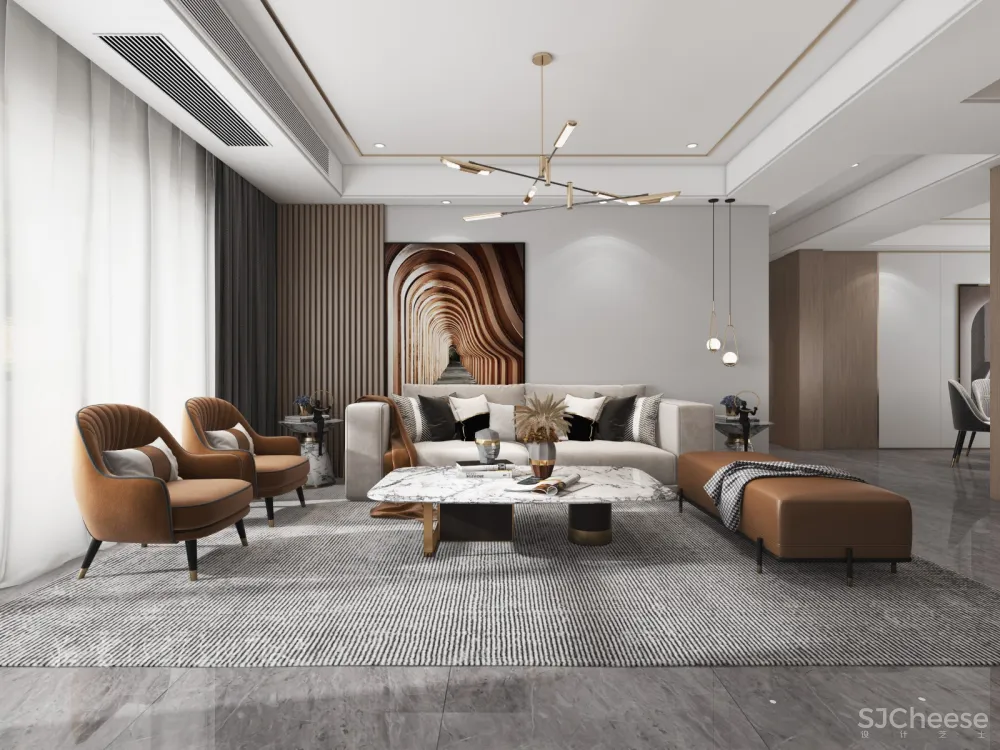 130平现代风格,低奢淡雅