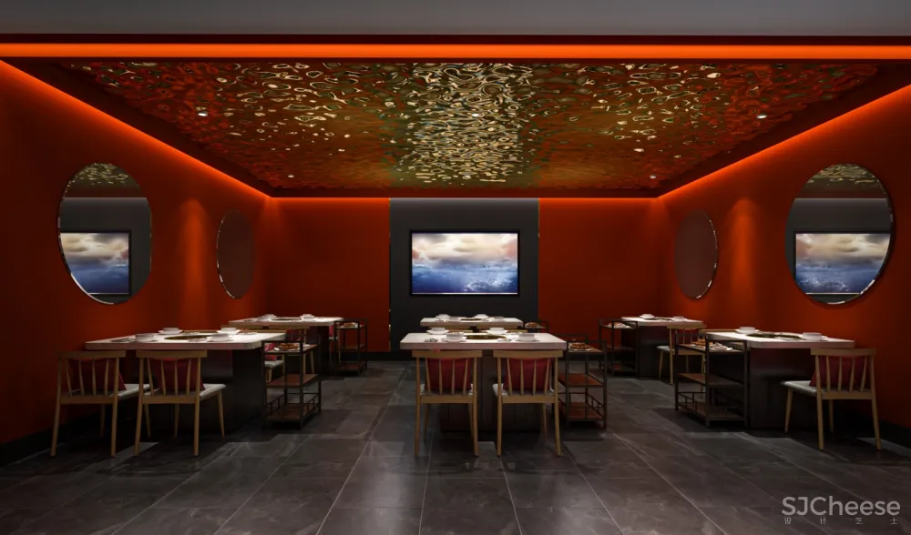 云想空间表现‖沉稳亮色系火锅店,不俗反而酷