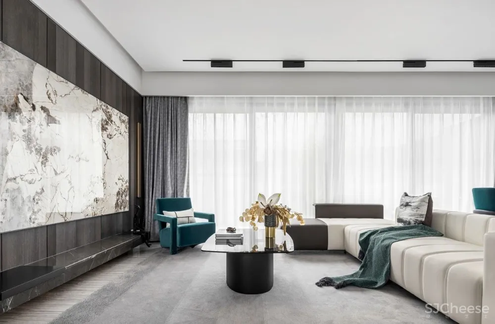 KOYI柯翊:点睛孔雀蓝,演绎现代简约家居轻奢范