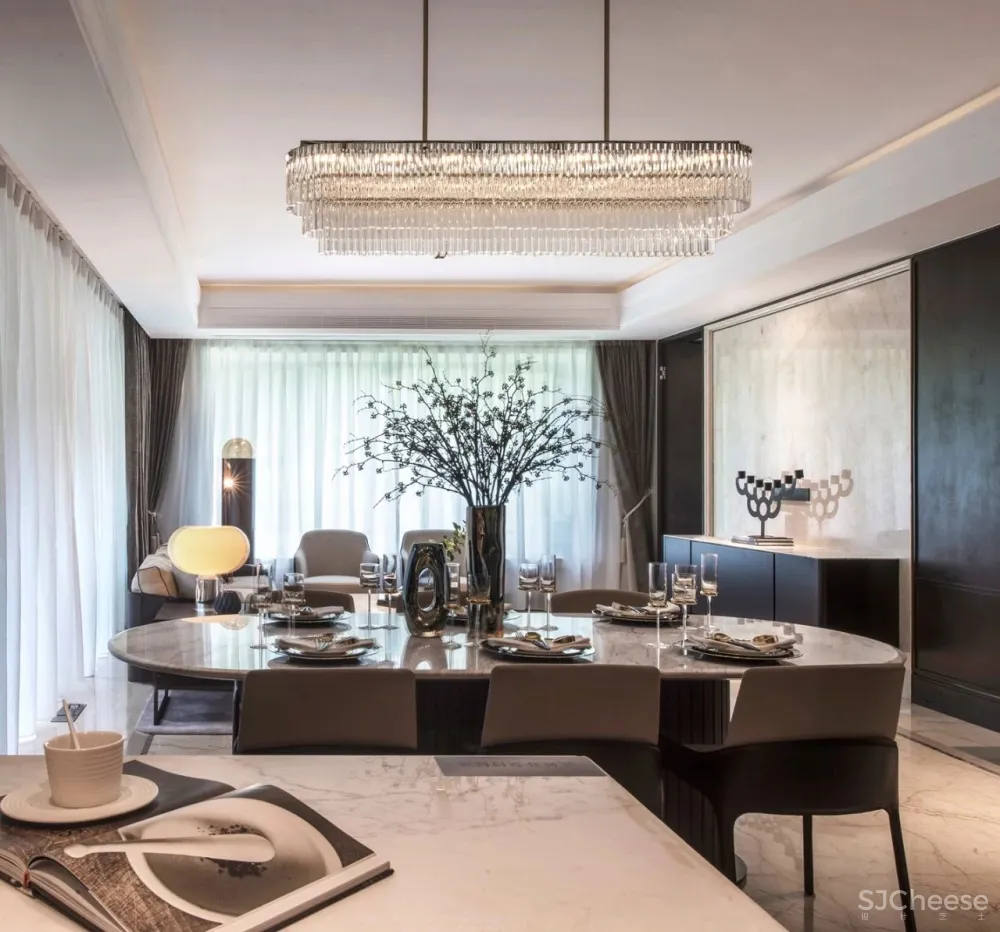 200㎡海派低奢样板间,融入秦淮河畔的当代人居