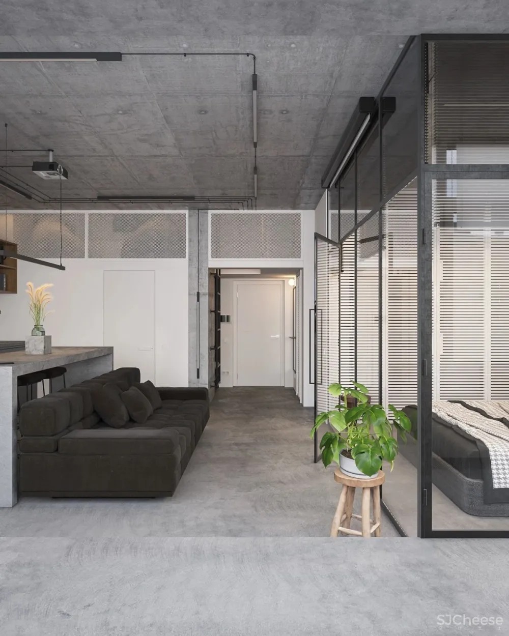 70㎡ 的 LOFT，裸装的混凝土空间也可以很温馨！