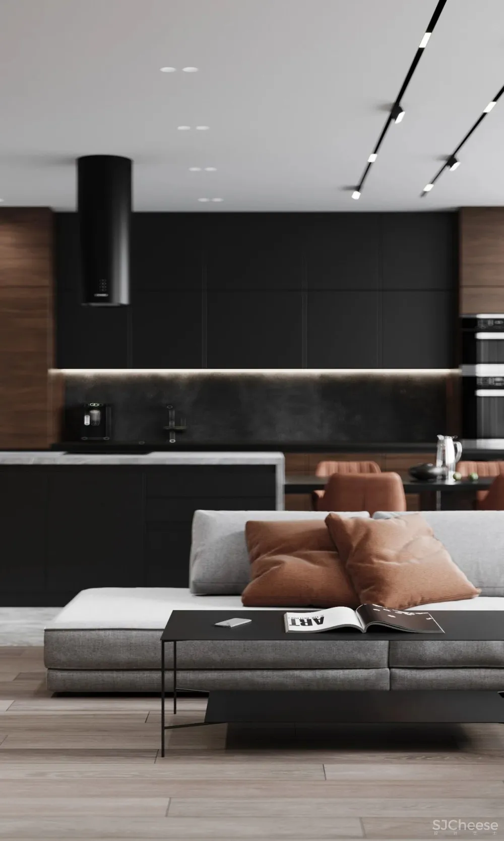 胡桃木 低饱和度橙色,演绎大气时尚质感空间!