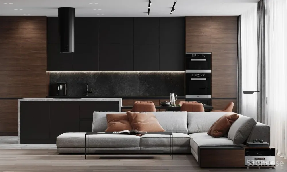 胡桃木 低饱和度橙色,演绎大气时尚质感空间!