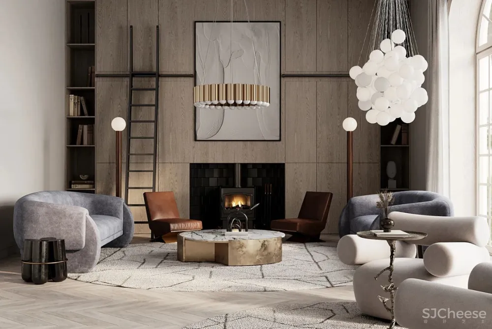 黄铜 原木,优雅的轻奢居所