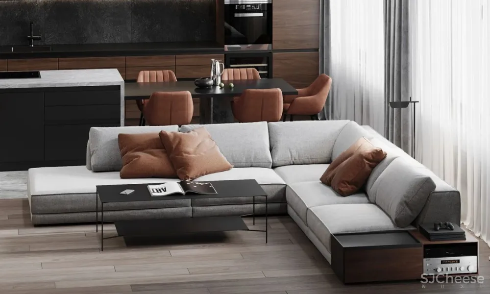 胡桃木 低饱和度橙色,演绎大气时尚质感空间!