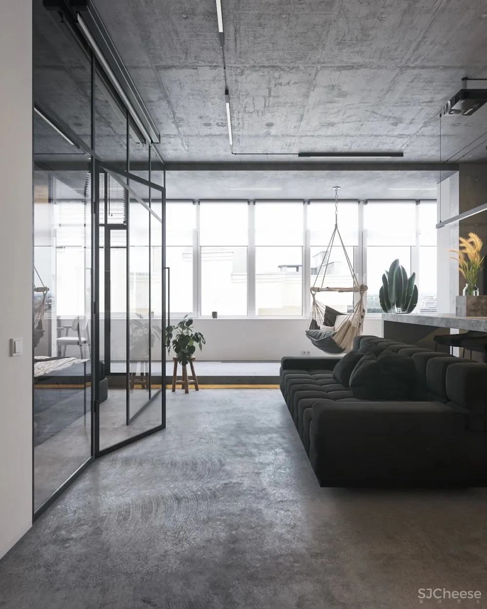 70㎡ 的 LOFT，裸装的混凝土空间也可以很温馨！
