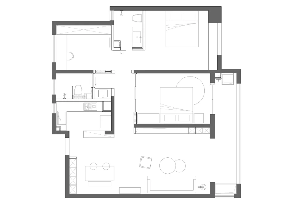 89㎡ 两室两卫，简约的复古设计爱了爱了!