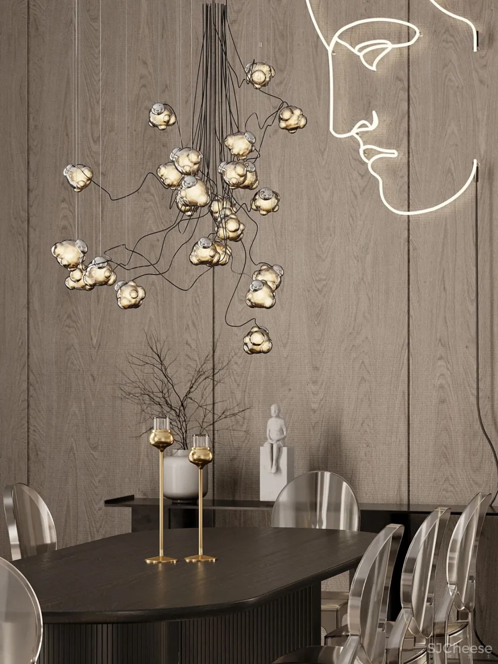 黄铜 原木,优雅的轻奢居所