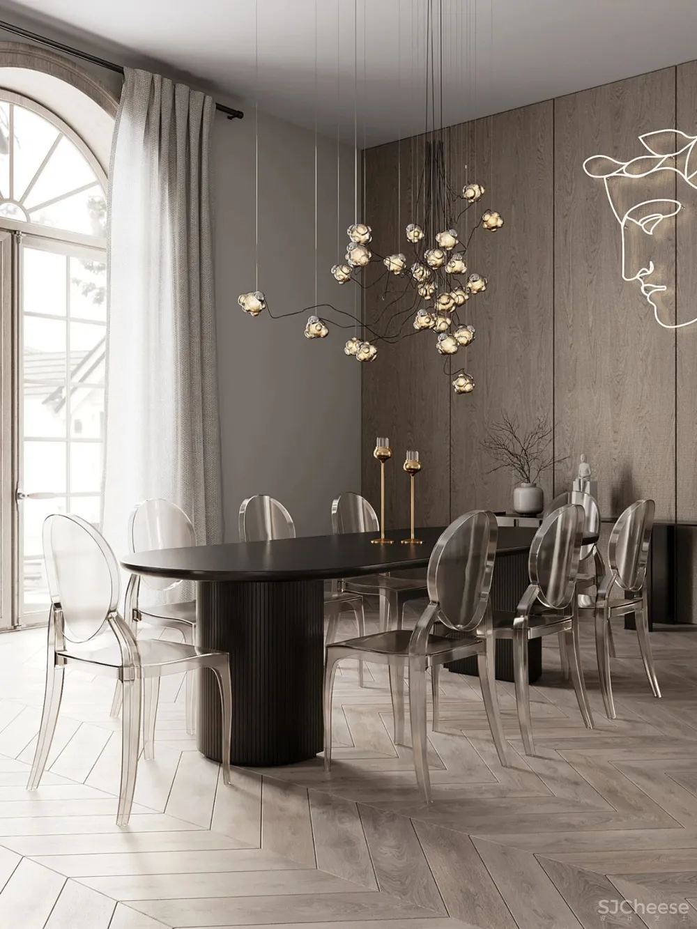 黄铜 原木,优雅的轻奢居所