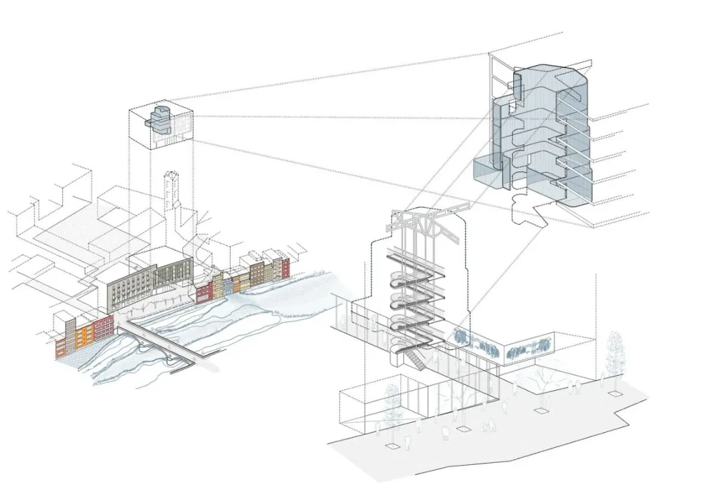 办公楼变身公寓楼,玻璃砖做的中庭,串连起空间之美!