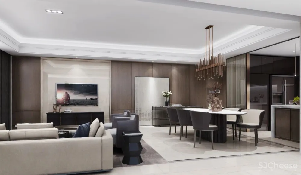 200㎡海派低奢样板间,融入秦淮河畔的当代人居