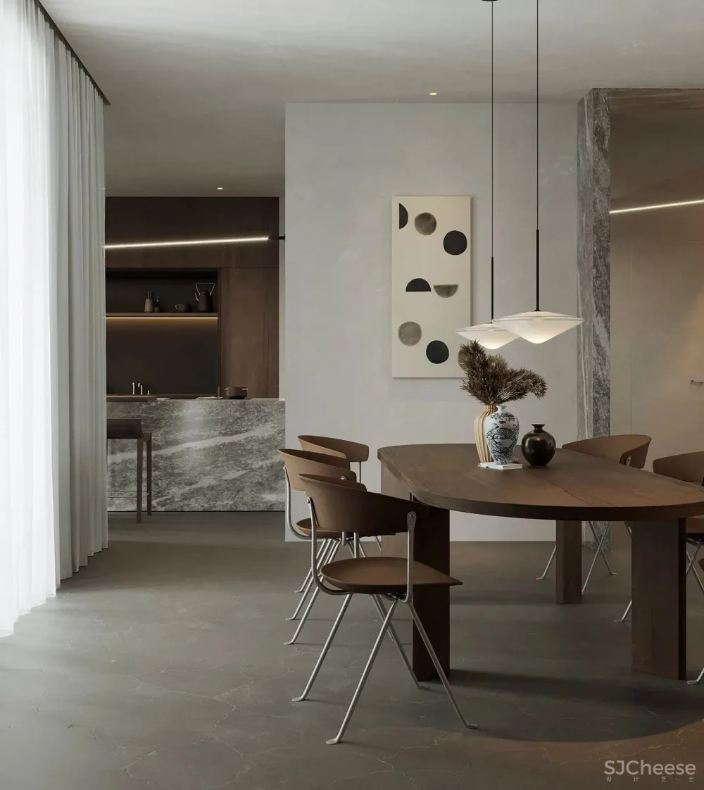 151㎡ 现代极简私宅,“石”光里的低调奢华