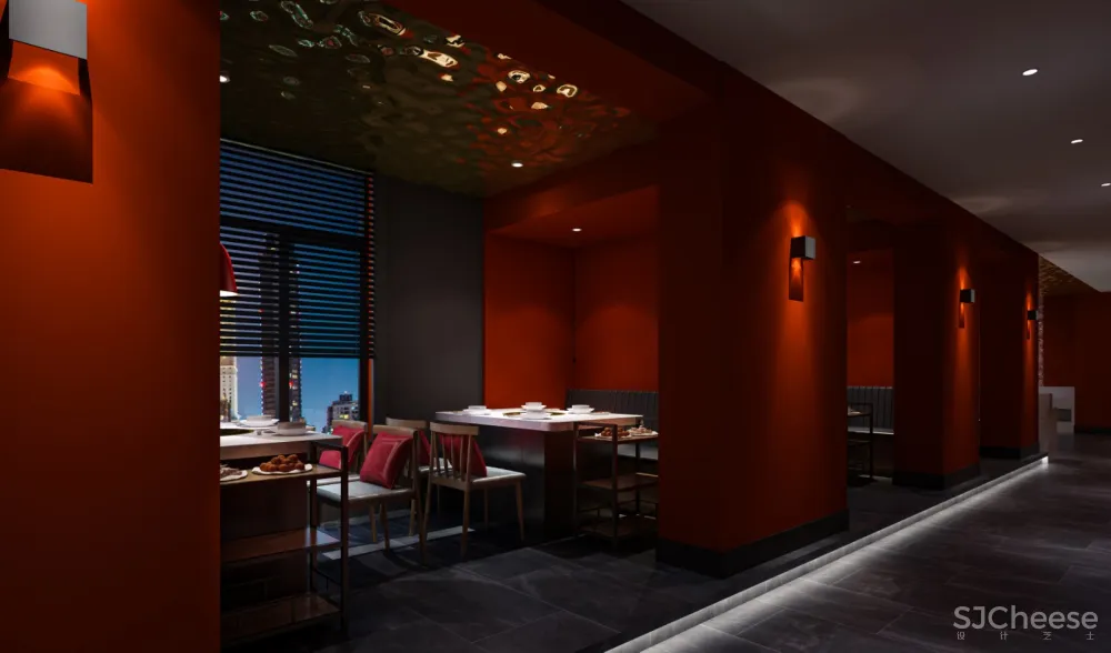云想空间表现‖沉稳亮色系火锅店,不俗反而酷