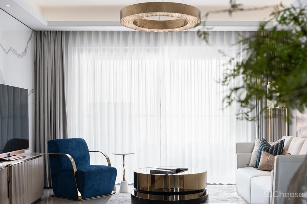 大气精致的155㎡住宅，一抹蓝色唤醒时尚气息！