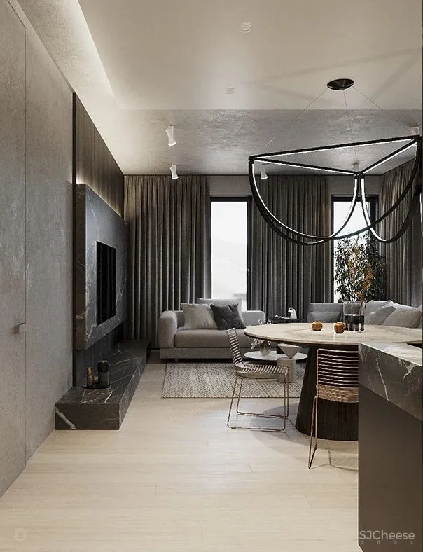 高级灰 轻奢,120㎡现代私宅