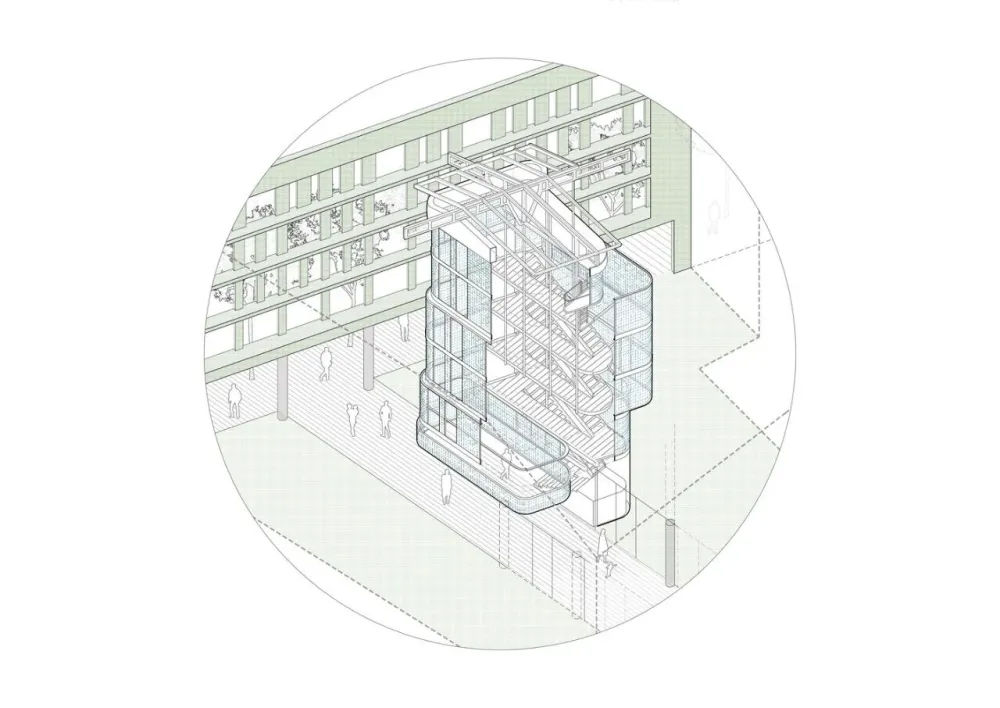 办公楼变身公寓楼,玻璃砖做的中庭,串连起空间之美!