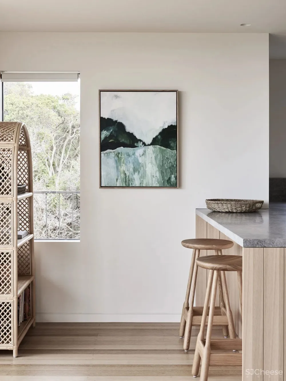 两居室简约住宅，原木家具加上藤编元素太好看了！