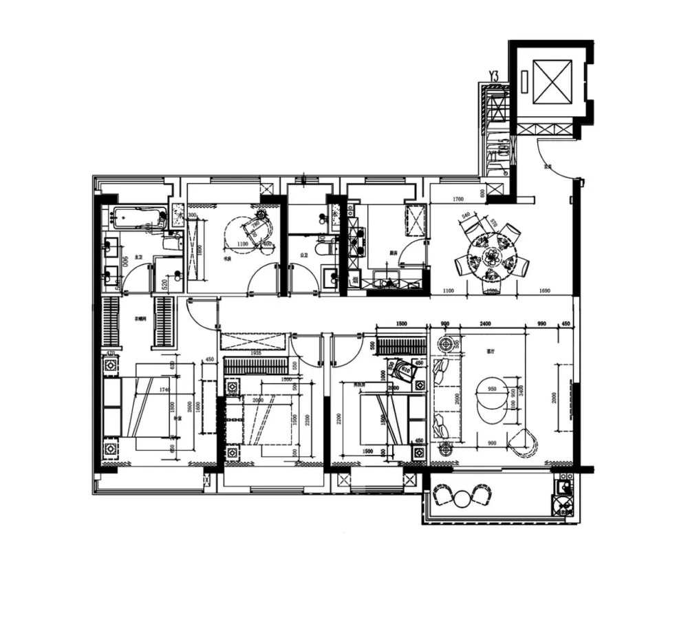 大气精致的155㎡住宅，一抹蓝色唤醒时尚气息！