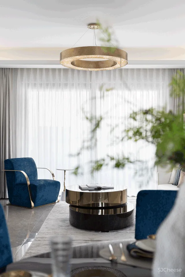 大气精致的155㎡住宅，一抹蓝色唤醒时尚气息！